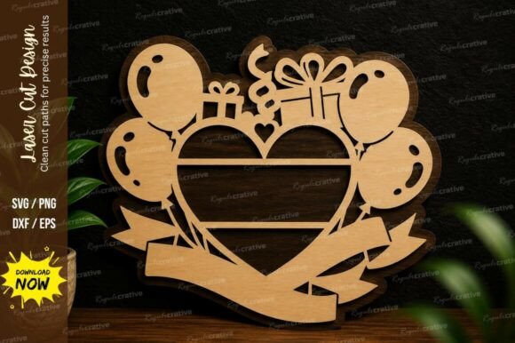 Celebrate with Precision: The Birthday Balloon Heart Laser Cut SVG for Memorable DIY Projects