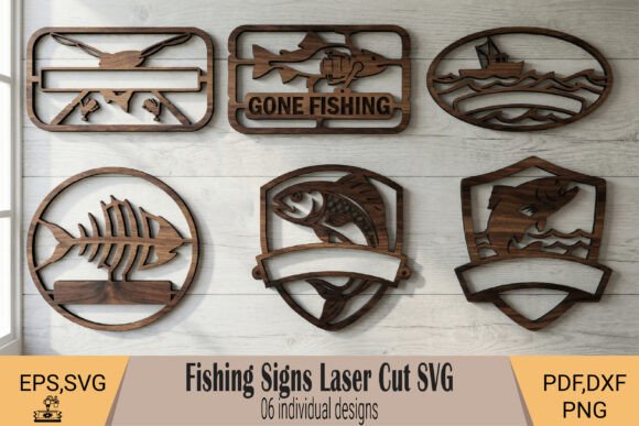 Craft Rustic Decor with Fishing Signs Laser Cut SVG