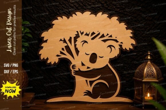 Cute Koala Tree Laser Cut SVG for Precision Crafts
