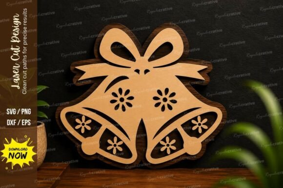 Double Bell Christmas Laser Cut SVG: Festive DIY Designs