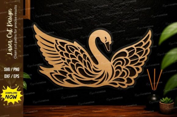 Elegant Swan Wings Laser Cut SVG Design