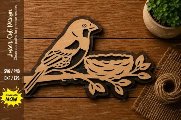 Elevate Your Laser Projects with a Premium Bird on Branch SVG Nature Design