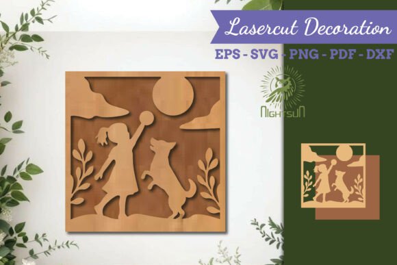 Evaluating Children with Dogs Lasercut Wall Decor for Modern Interiors
