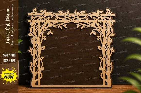 Floral Vine Rectangle Frame Laser Cut Guide