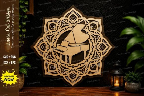 Piano Mandala Laser Cut SVG: Precision Art for Makers