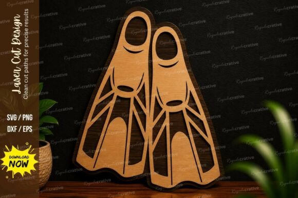 Swimming Flippers SVG: Precision Laser Cut Files