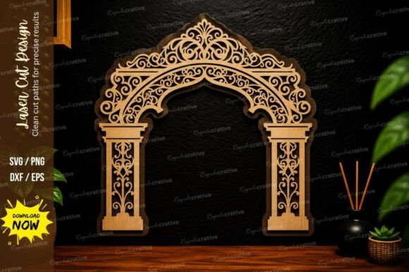 Unlocking Architectural Elegance with the Ornate Pillar Arch Laser Cut SVG Design